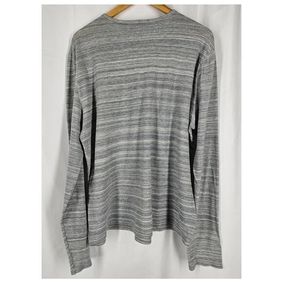 JOHN VARVATOS MEN'S GRAY STRIPED 1/4 BUTTON UP LONG SLEEVE SHIRT SIZE LARGE - Picture 2 of 11